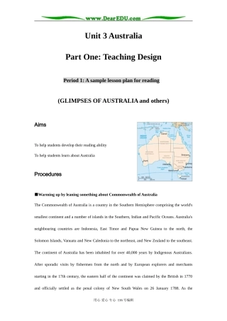 高中英语Unit 3 Australia Reading