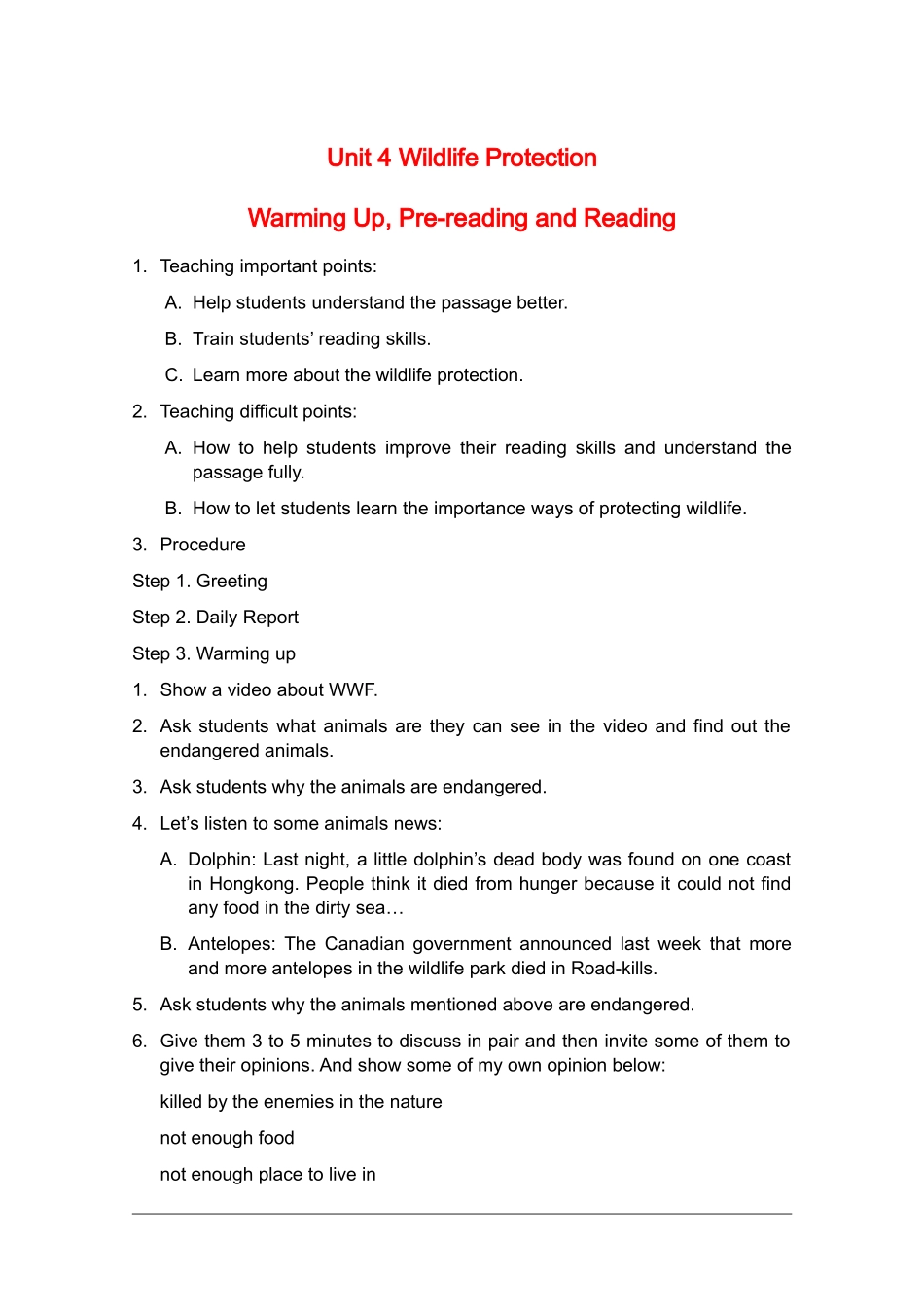 高中英语：Unit4 Warming Up,Pre-reading and Reading教案（新人教版必修2）河北地区专用_第1页