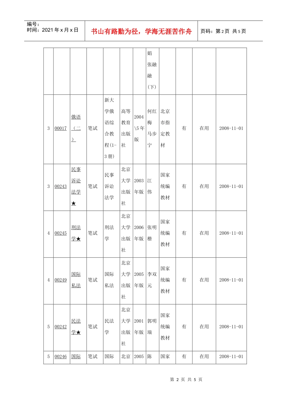 法律本科教材及大纲_第2页