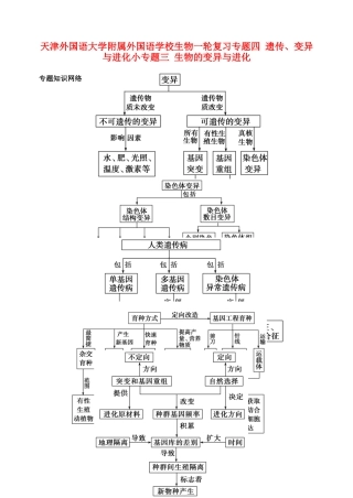 天津市高考生物一轮复习 专题4 遗传变异与进化3生物的变异与进化教案 新人教版