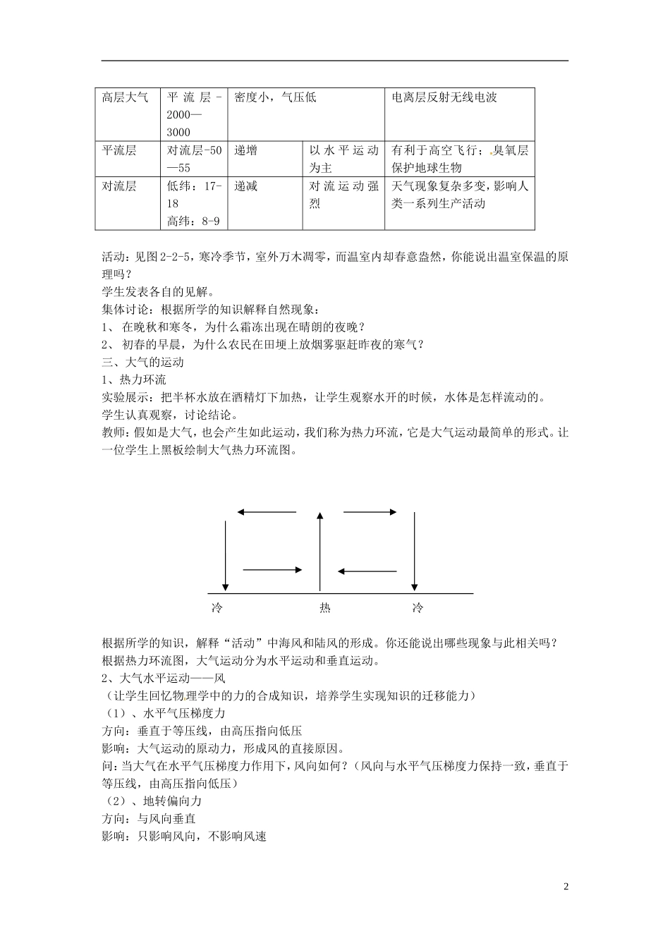 江苏省连云港市灌云县四队中学高中地理 第二单元 第二节 大气圈与天气、气候教案 鲁教版必修1_第2页