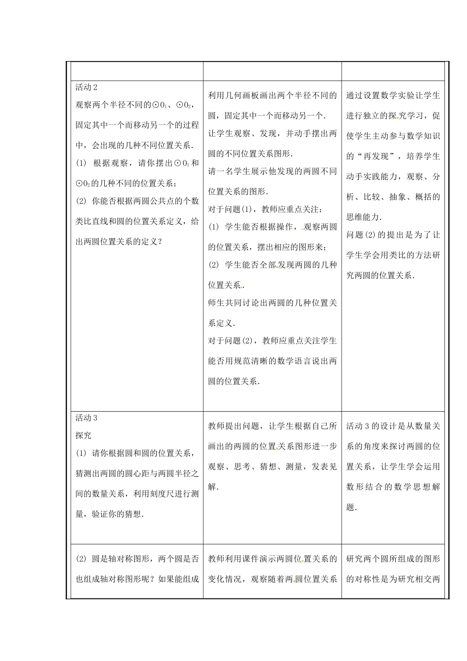 新疆精河县九年级数学上册 第24章 圆 24.2 点和圆、直线和圆的位置关系 24.2.3 圆和圆的位置关系教案 （新版）新人教版-（新版）新人教版初中九年级上册数学教案_第2页