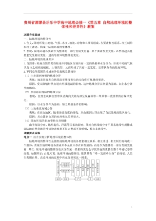 贵州省湄潭县乐乐中学高中地理《第五章 自然地理环境的整体性和差异性》教案 新人教版必修1