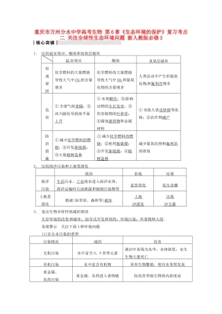 重庆市万州分水中学高考生物 第6章《生态环境的保护》复习考点二 关注全球性生态环境问题 新人教版必修3