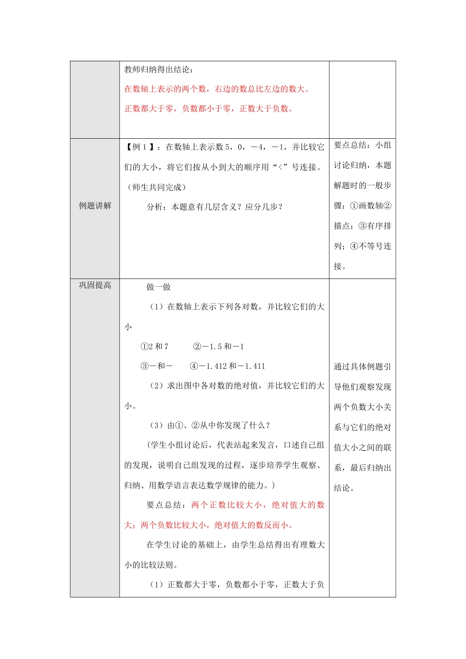 浙江省慈溪市横河初级中学七年级数学数学上册 1.4有理数大小的比较教案（2） 浙教版_第3页