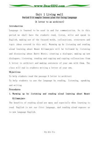 高中英语Unit 1 Living well--Period3新人教版选修七