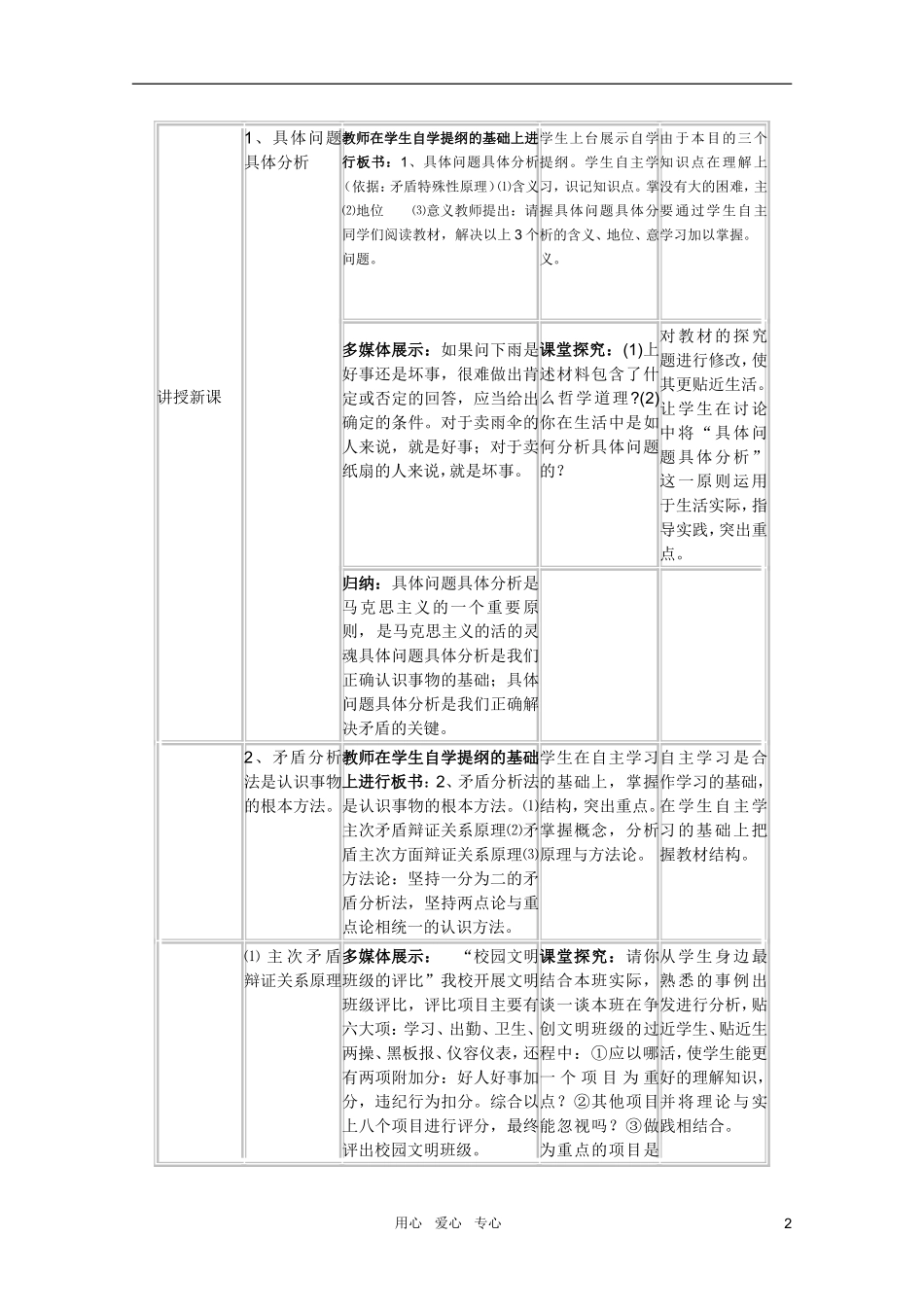 高中政治 3.9.2用对立统一的观点看问题教案 新人教必修4_第2页