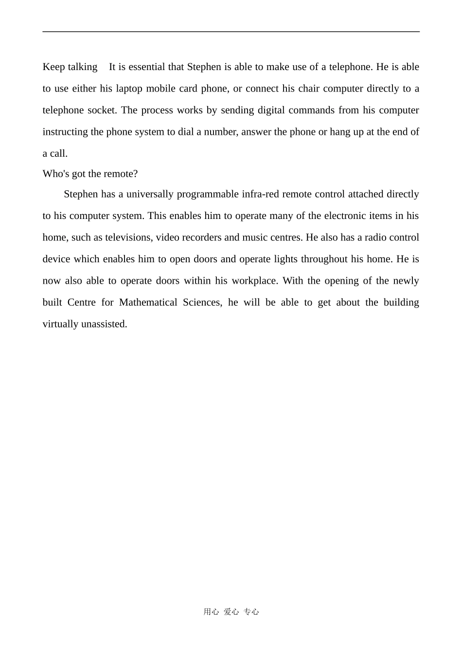 高中英语Unit1 Great scientists文章 Disability-The Computer人教版必修五_第3页