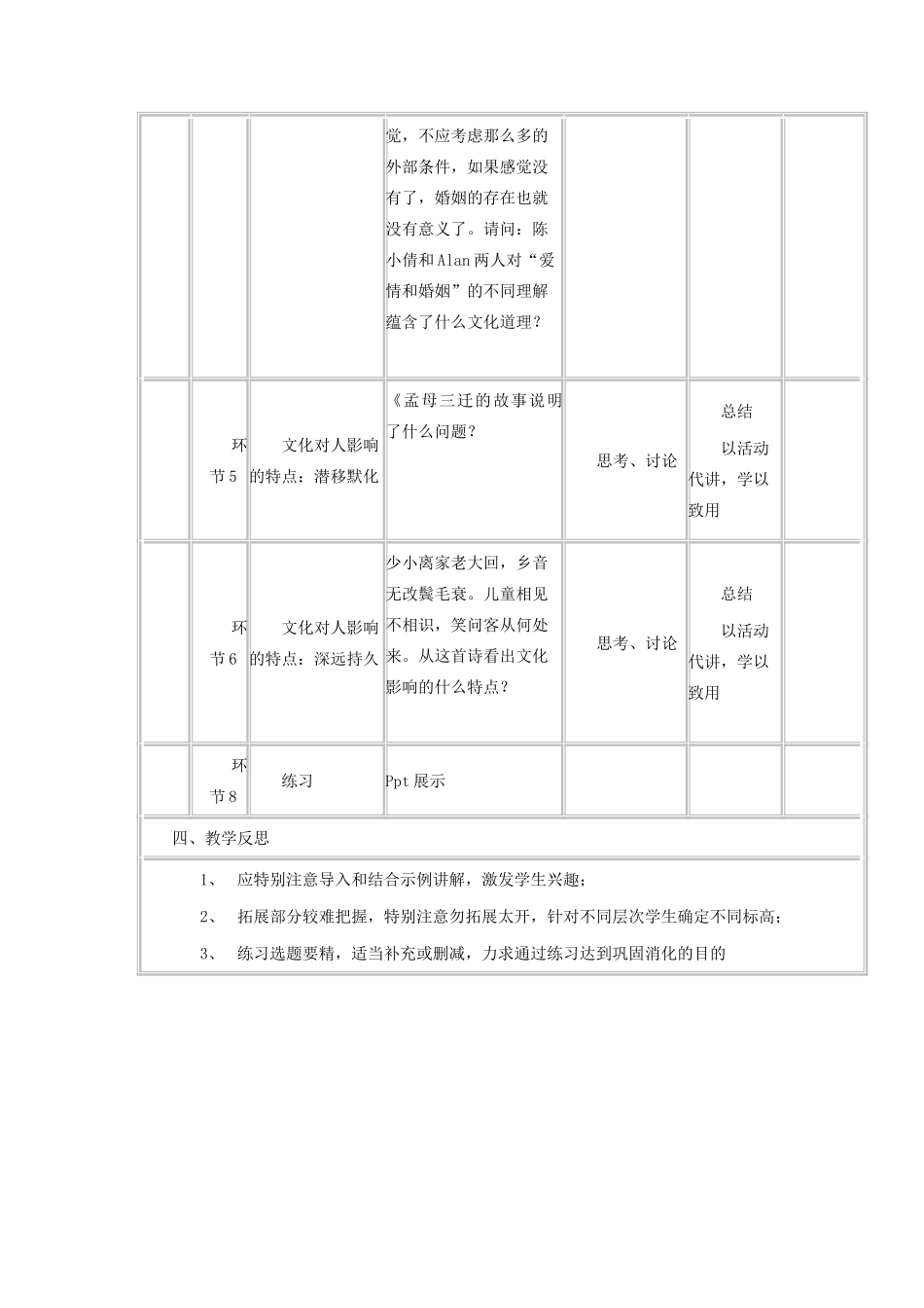 高中政治 2.1 感受文化影响教学设计 新人教版必修3-新人教版高二必修3政治教案_第3页