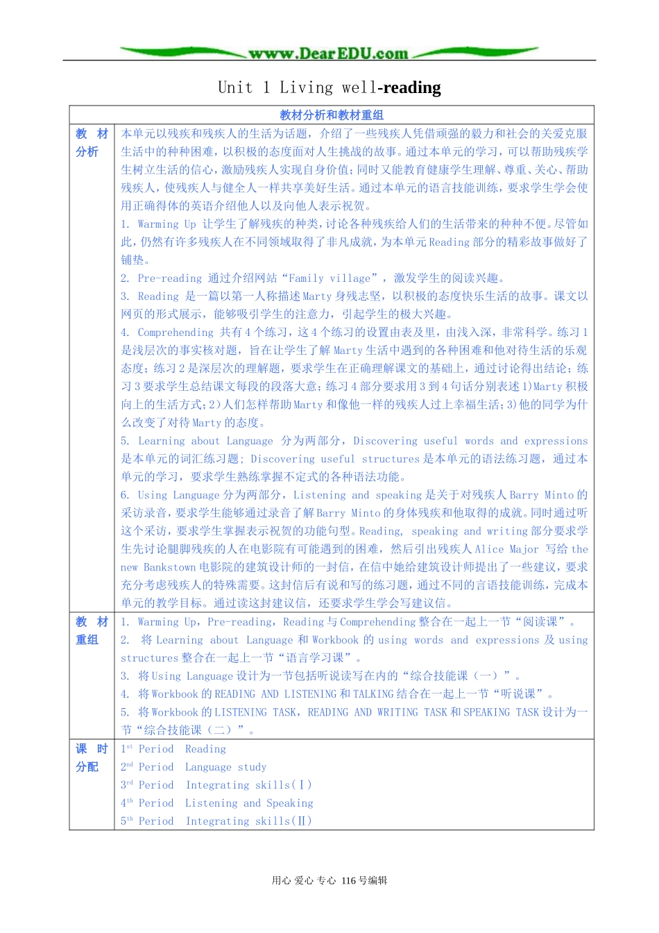 高中英语Unit 1 Living well-reading_第1页