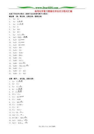 高考化学复习教案化学反应方程式汇编