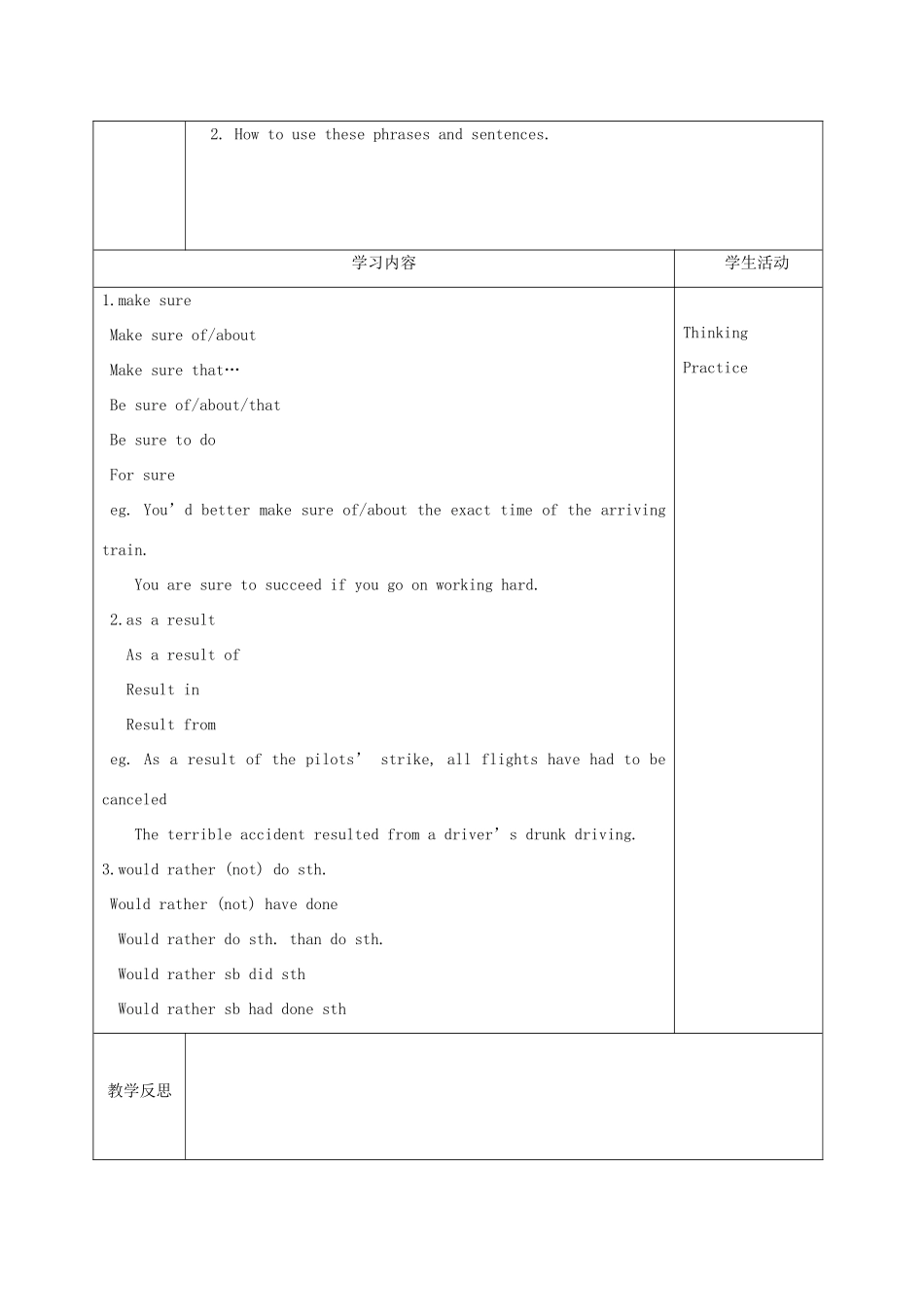 四川省宜宾市一中高三英语上学期第13周教学设计（Module 4，必修1）-人教版高三必修1英语教案_第3页
