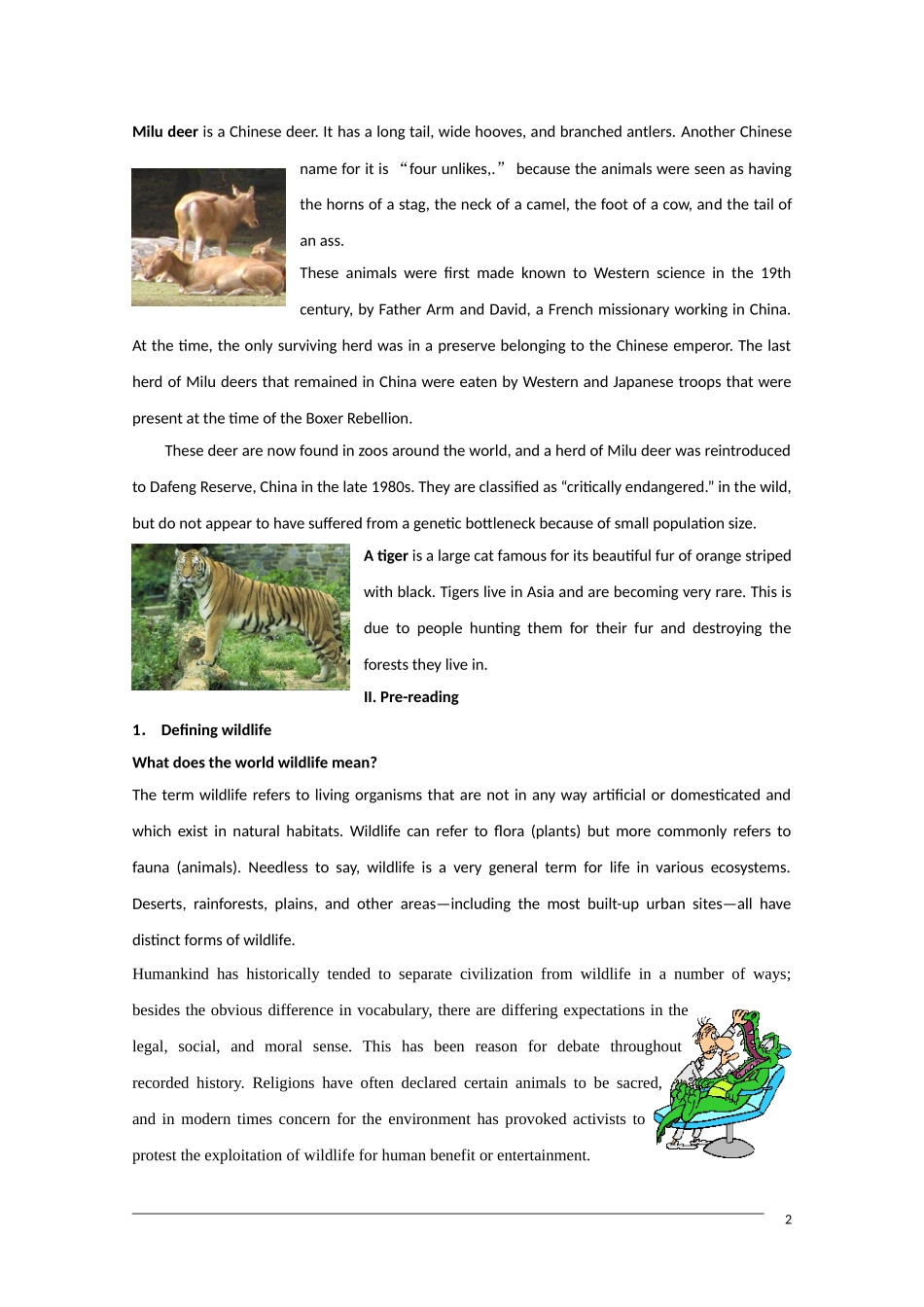 高中英语 unit4《wildlife protection—warming up and reading》教案 新人教版必修2_第2页