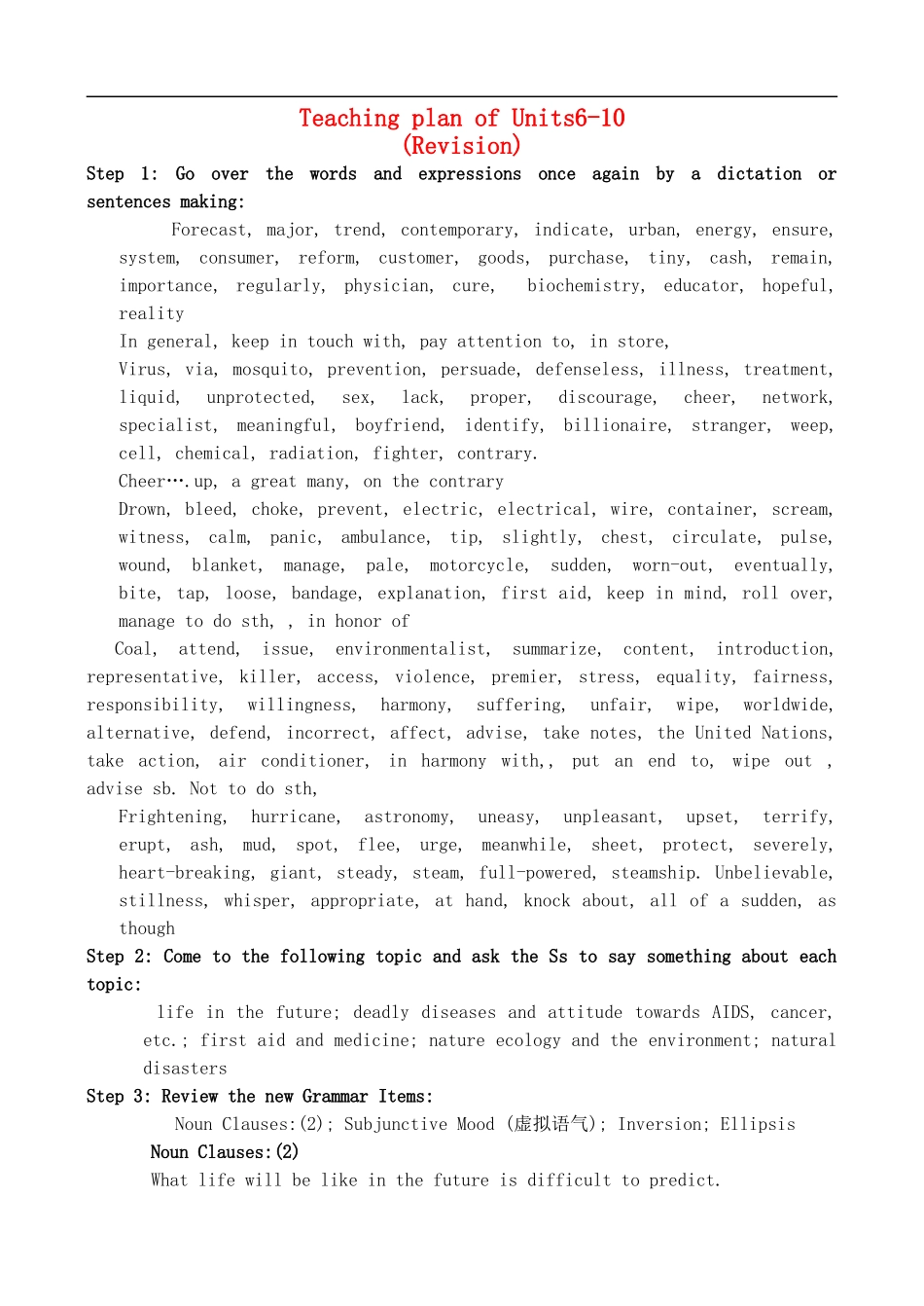 高二英语Units6-10  教案 人教版_第1页