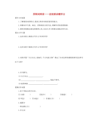 高中语文 第5课 苏轼词两首——念奴娇 赤壁怀古学案6 新人教版必修4-新人教版高二必修4语文学案