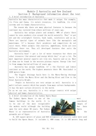 高中英语Module 2 Australia and New Zealand-Background information外研版必修10