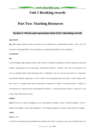 高中英语Unit 1 Breaking records Using Language