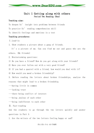 牛津版高中英语必修5Unit1 Getting along with others--Period2