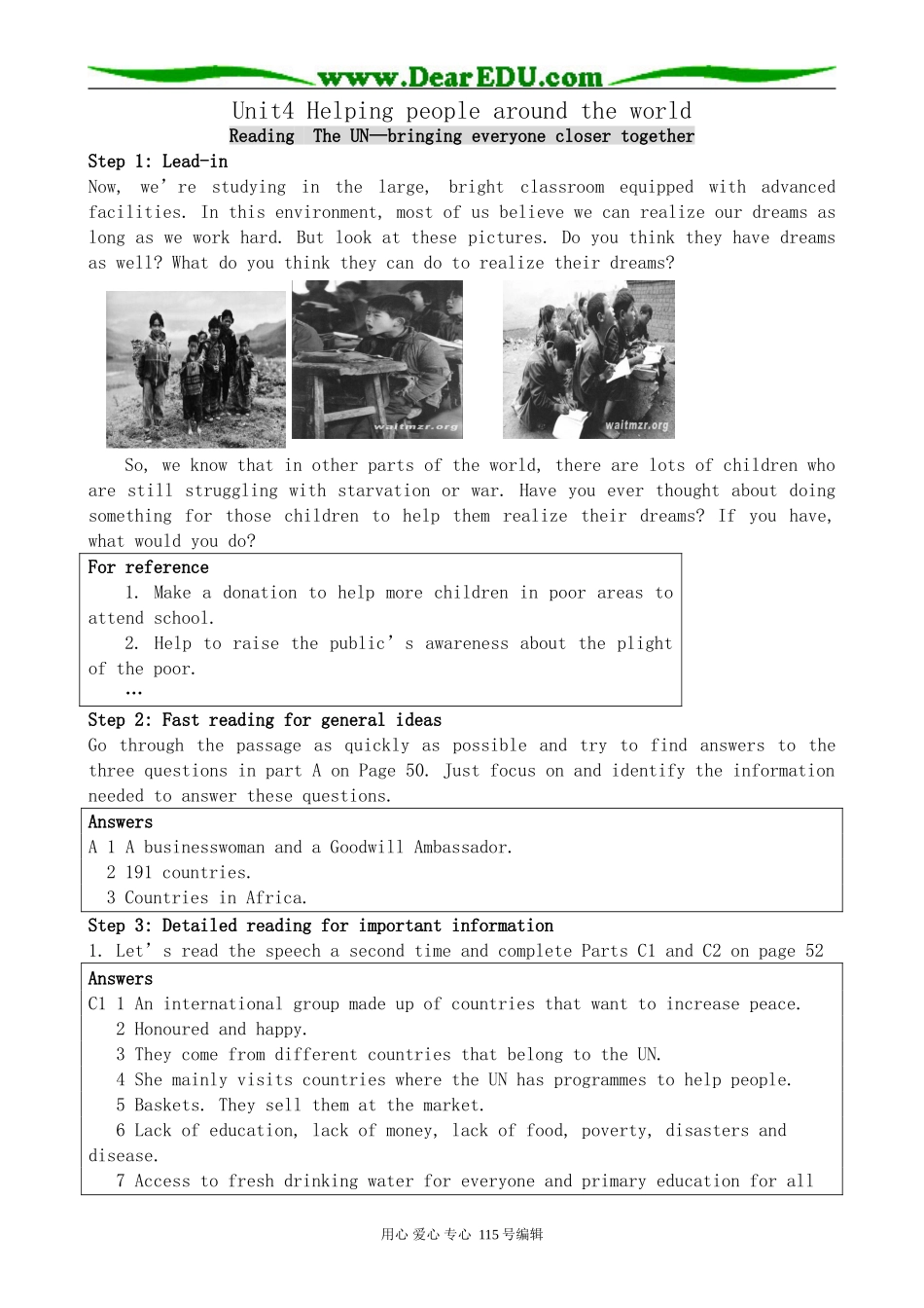 牛津版高中英语选修6Unit4 Helping people around the world--Reading_第1页