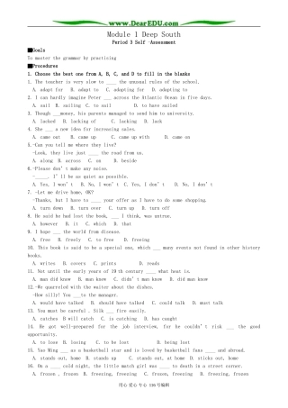 高中英语必修8Module 1 Deep South-Period 3