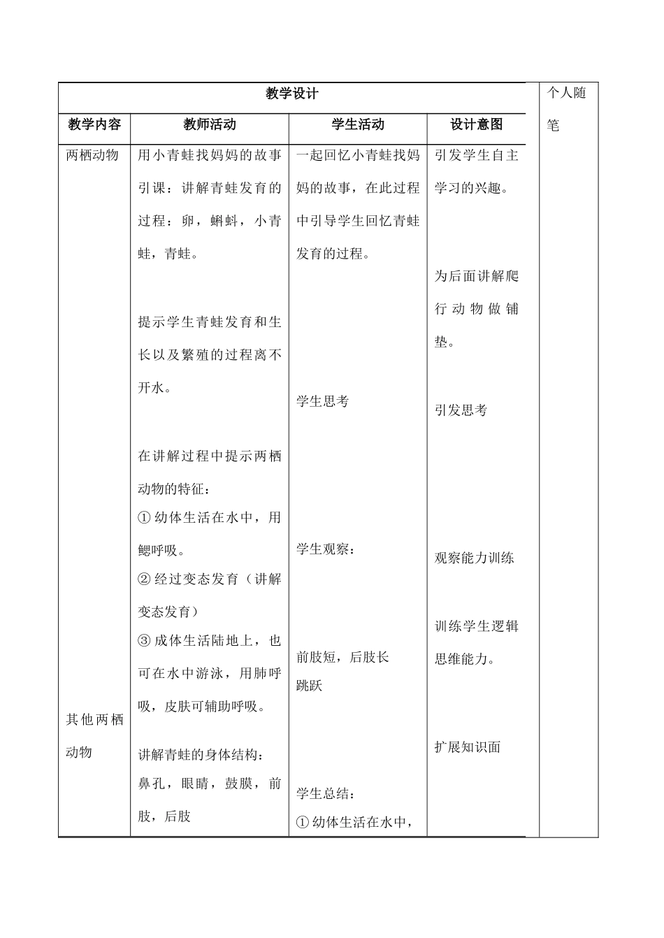 山西省忻州市第六中学八年级生物上册 5.1.5 两栖动物和爬行动物教案 （新版）新人教版_第2页