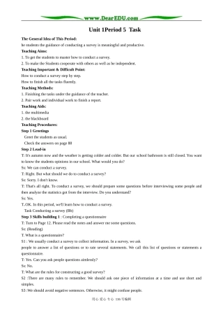 高中英语Unit 1 Period 5  Task