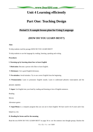高中英语Unit 4 Learning efficiently  Using Language