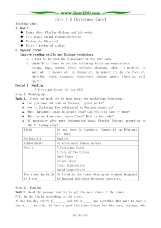 旧人教版高三英语全一册 Unit7 A Christmas Carol
