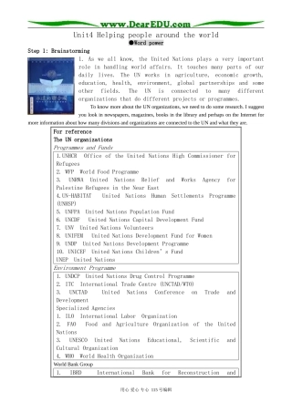 牛津版高中英语选修6Unit4 Helping people around the world--Word power