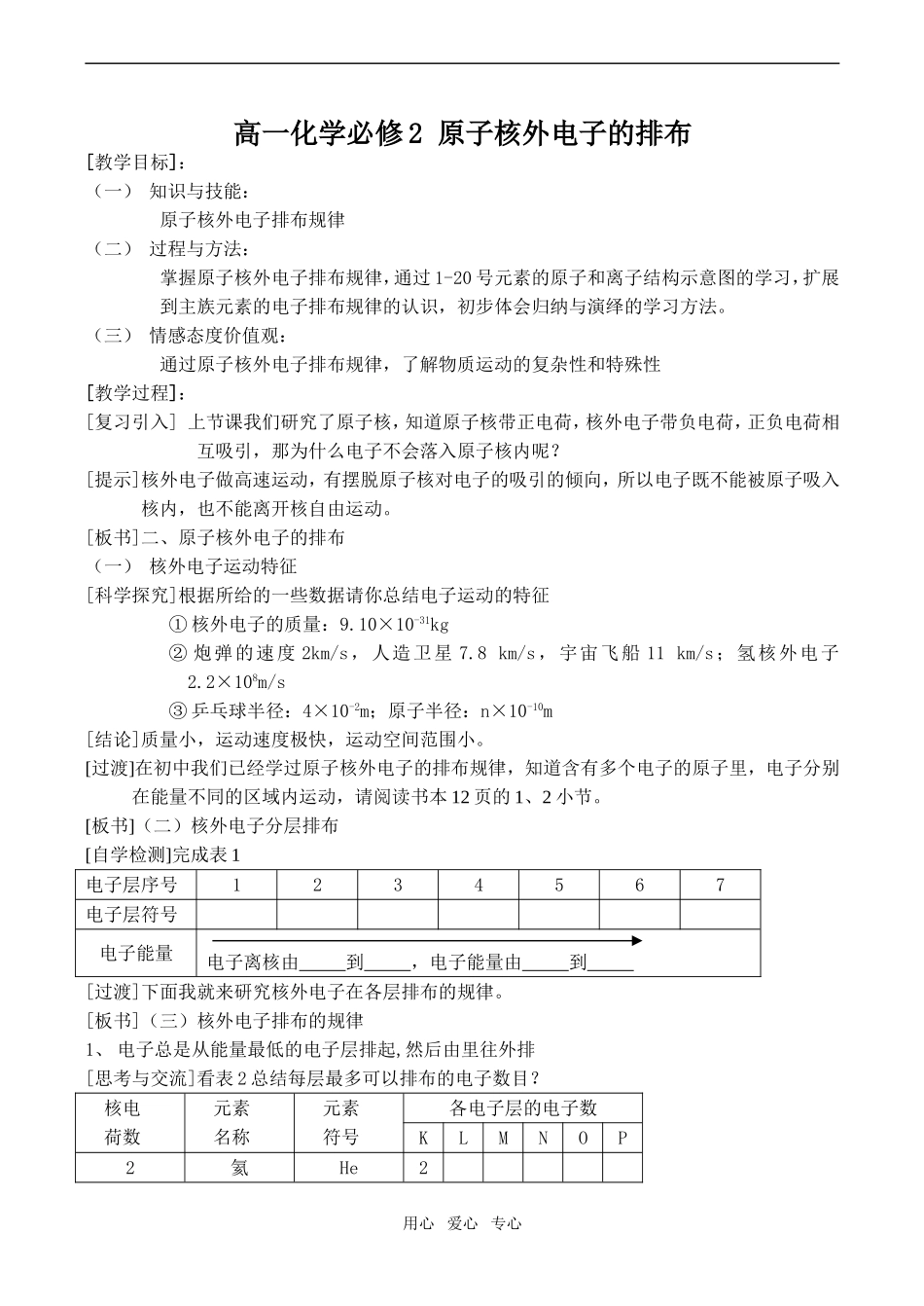 高一化学 原子核外电子的排布必修2_第1页