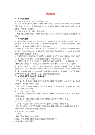 高三历史：《 党的建设 》复习教案