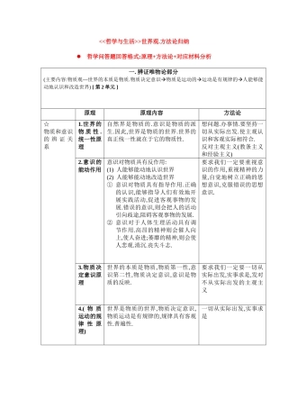高中政治生活与哲学原理方法论总结教案新人教版必修4