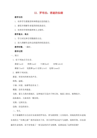 八年级语文下册 12罗布泊.消逝的教案 人教新课标版