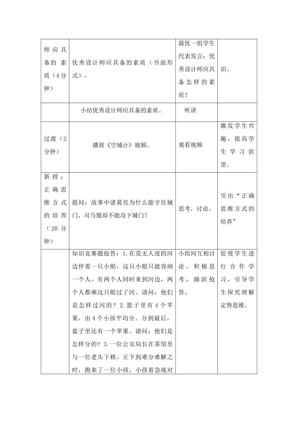 高一通用技术 做一名优秀的设计师教学设计_第3页