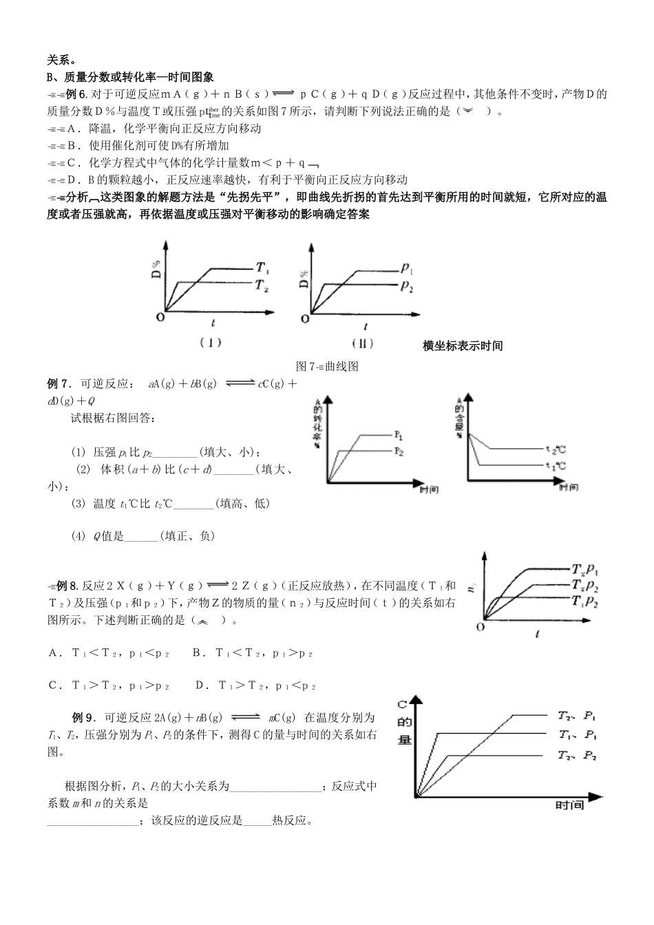 高二化学第二章化学平衡图象题总汇教案苏教版选修4_第3页