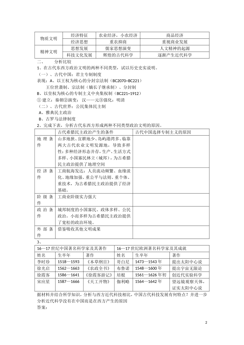 高三历史：中外历史联系和比较复习教案_第2页