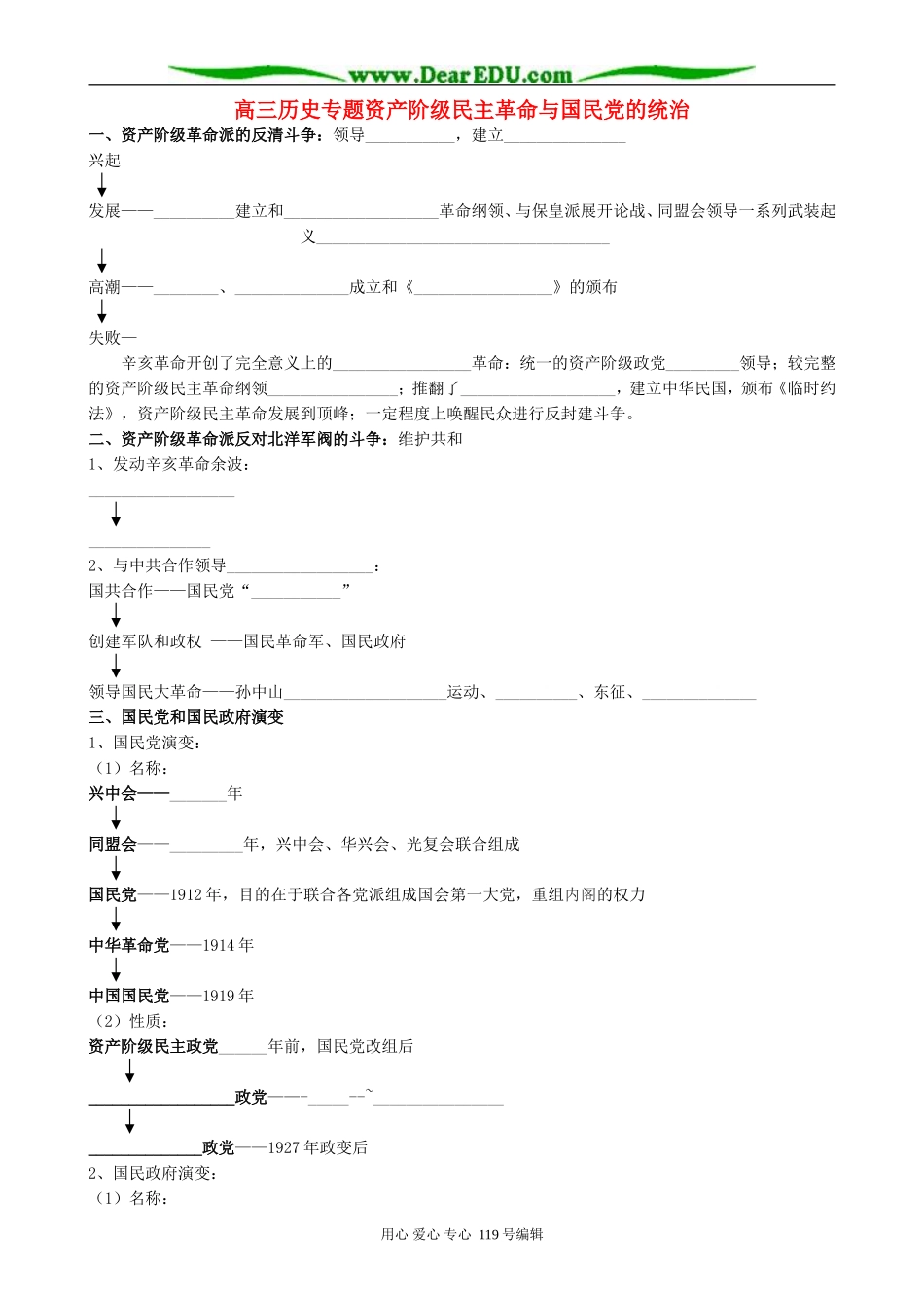 高三历史专题资产阶级民主革命与国民党的统治_第1页