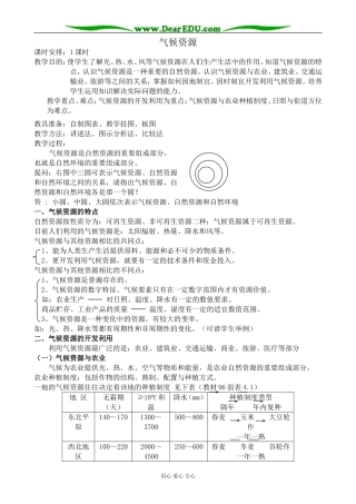 人教版高中地理必修上册气候资源教案