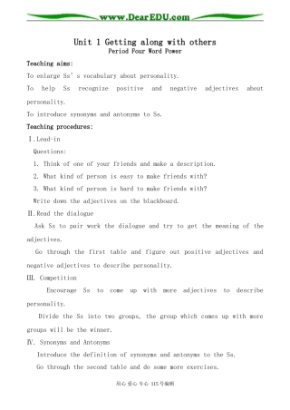 牛津版高中英语必修5Unit1 Getting along with others--Period4