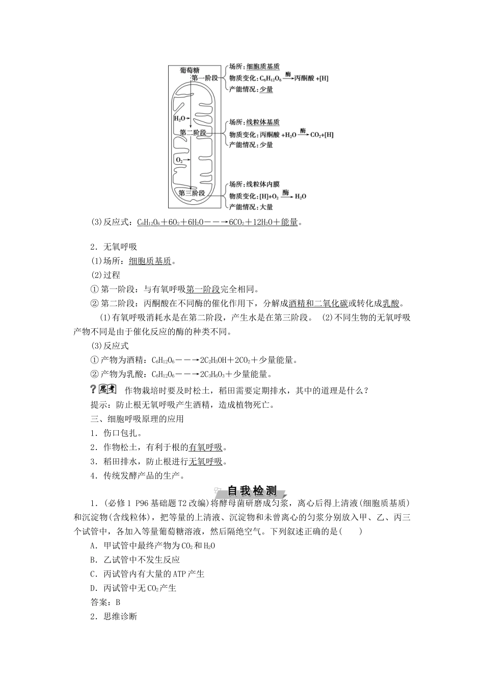 优化方案高考生物大一轮复习 第三单元 细胞的能量供应和利用 第9讲 细胞的能量“通货”-ATP ATP的主要来源-细胞呼吸讲义-人教版高三全册生物教案_第2页