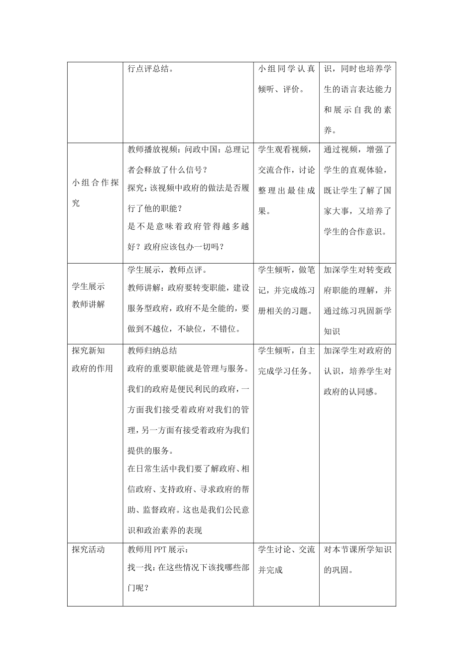 高中政治 第二单元 为人民服务的政府 第三课 我国政府是人民的政府 1 政府：国家行政机关教案2 新人教版必修2-新人教版高一必修2政治教案_第3页