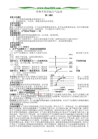 新人教版高中地理必修1冷热不均引起大气运动 第2课时