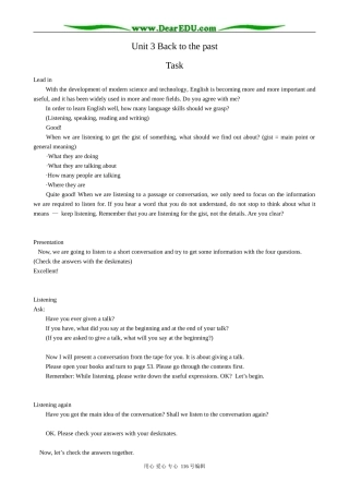 高中英语Unit 3 Back to the past-Task2