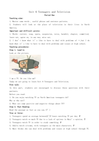 冀教版高中英语必修5Unit6 Teenagers and Television