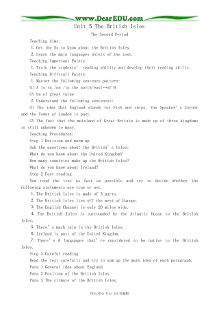 人教版高中英语第二册Unit5 The British Isles--The Second Period