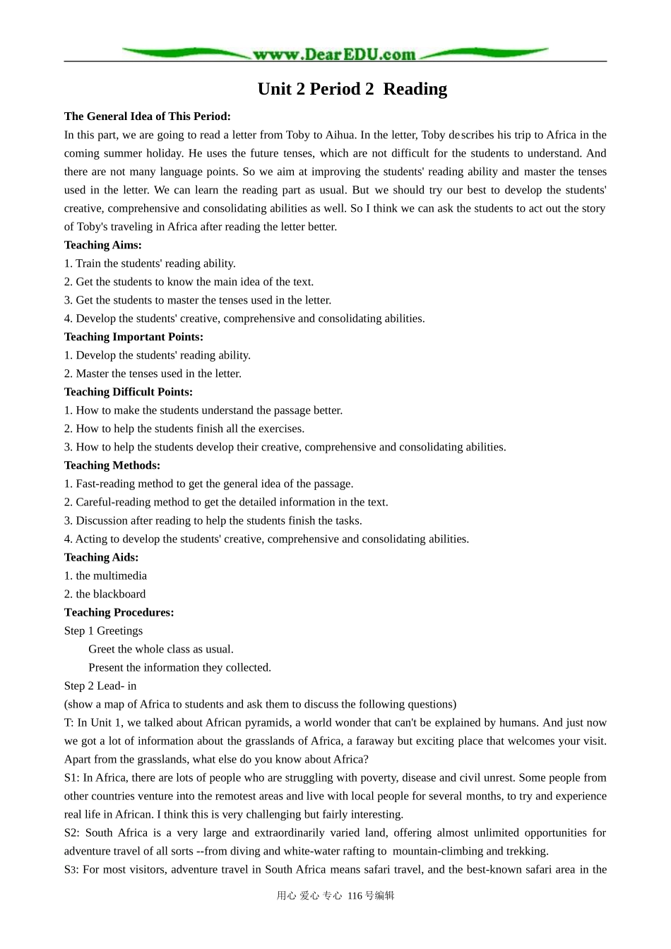 高中英语Unit 2 Period 2  Reading_第1页