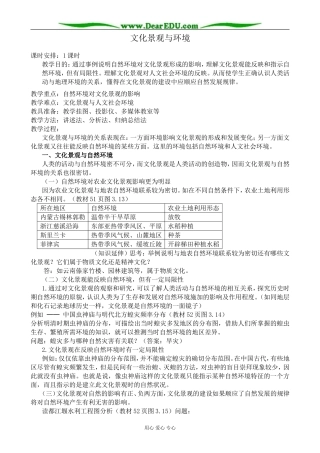 人教版高中地理选修1文化景观与环境
