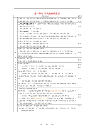 高中政治第一单元 公民的政治生活教案人教版必修2
