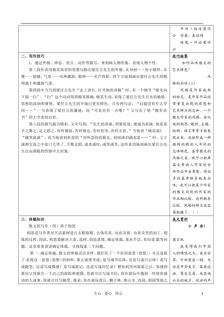 高一语文 《记梁任公先生的一次演讲》教案新人教版必修1_第3页
