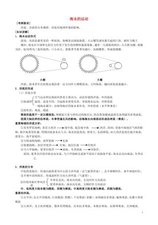 山西省运城市康杰中学高中地理 3.2 海水的运动知识点归纳 新人教版选修2